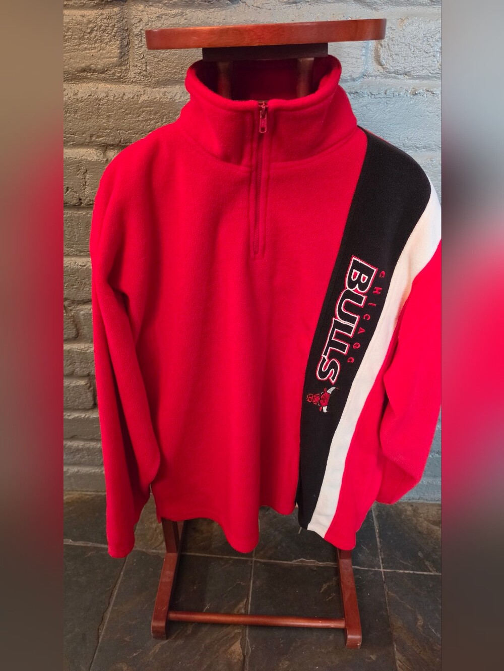 Vintage 90s Chicago Bulls Colorblock Half-Zip Fleece Pullover - Size 2XL